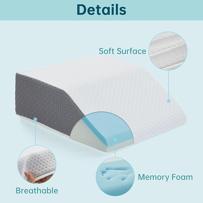 Bed Wedge Elevated Leg Pillow, High-Density Leg Rest Elevating Foam Wedge, Supportive Foam Wedge Pillow - Relieves and Recovers Foot and Ankle Injury, Leg Pain, Improves Blood Circulation