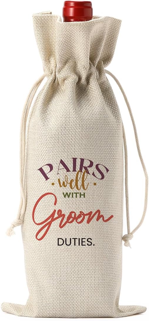 Bridal Shower Wedding Gifts Wine Bag, Groom Gifts, Wedding Shower Gifts for Groom, Bridal Shower Party Favors Wine Bag, Pairs Well with Groom Duties Wine Bottle Bag