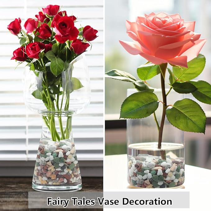 5LB Succulent and Cactus Gravel Pebbles, 1/5 Inch Natural Decorative Polished Stones, River Rocks for Vases Gardening Indoor and Outdoor Decorative Rocks, Colorful