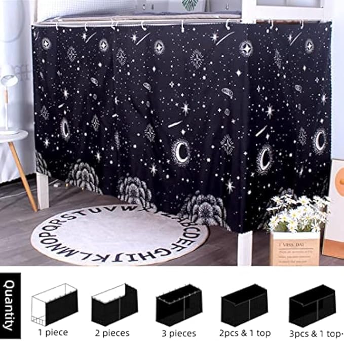 2 Panels Dormitory bed curtain single bed shading decor privacy protection cover canopy, loft under Bunk Bed Curtains