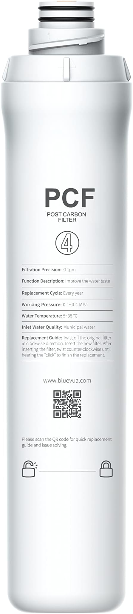 Bluevua ROPOT PCF Filter, Replacement for RO100ROPOT, 1-year Lifetime-4th Stage