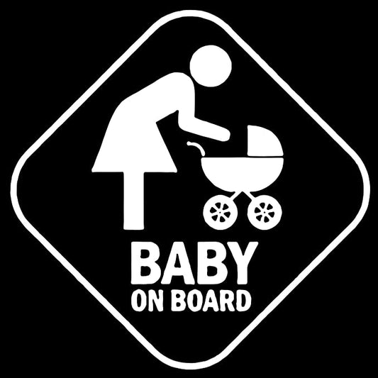 Baby on Board Sticker for Cars - Sticks Anywhere Including Windows - Cute Removable Baby in Car Sign Vinyl Sticker Decal for Car Window Bumper Decal (5 inch) (White)