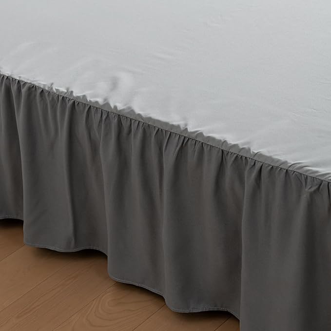 Bed Skirt Full Size Ruffled Bed Skirts with Split Corners, 12 Inch Drop Dust Ruffle Bed Skirt with Platform,Gray