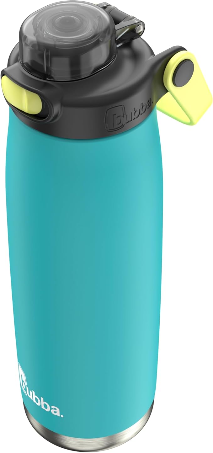 Bubba Radiant Stainless Steel Push-Button Chug Lid, 24oz. Water Bottle, Medium, Rubberized Scuba