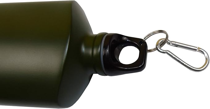 Aluminum Flat Military Canteen Water Bottle - for Travel Camping Hiking Outdoor Recreation with Hook Portable BPA Free 18oz Green