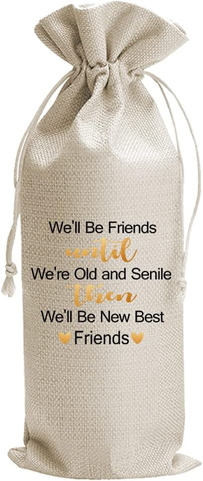 Best Friend Gift Wine Bags, Burlap Drawstring Wine Bag, Funny Personalized Gift Ideas, Gift for Friend's Birthday, Gift for Friend, Gift For her, Bestie Gift, Graduation Gift