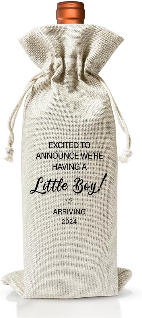 Baby Announcement Wine Gift Bag for New Grandpa Grandma Uncle Aunt 2024, Religious Pregnancy Announcement 2024, Baby Shower or Party Decor, New Dad Mom Gift 2024, Gender Neutral Baby Announcement