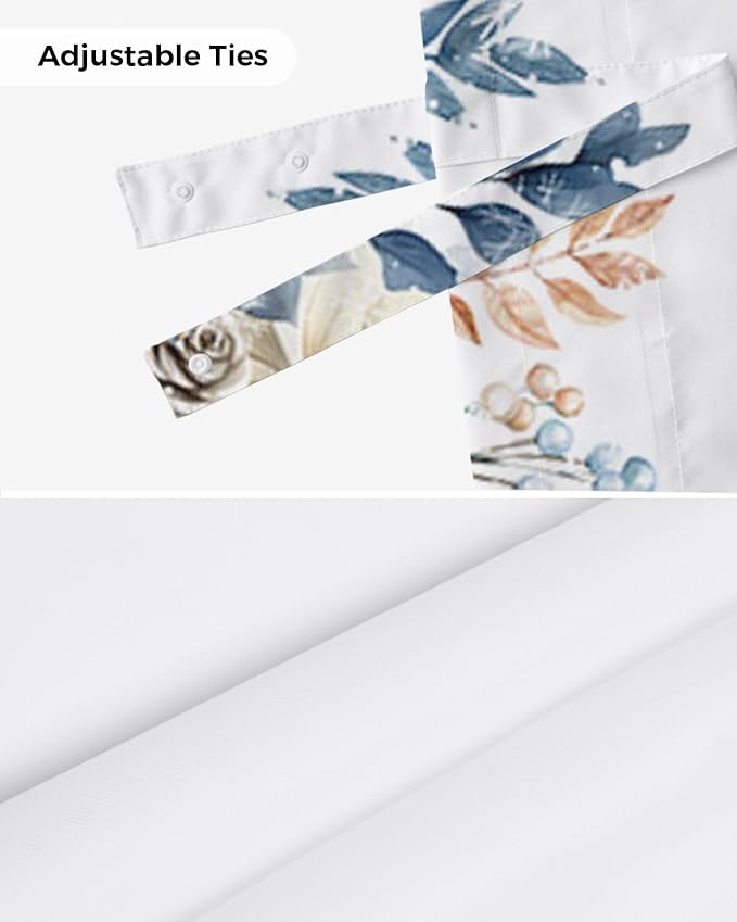 Blue Christmas Poinsettia Blackout Tie Up Valance Curtains for Kitchen Windows Winter Eucalyptus Leaves Window Toppers Balloon Shades for Living Room/Bathroom/Bedroom,1 Panel, 54" X 18",