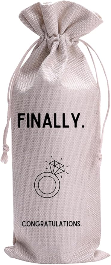 Baobeily Finally Wedding Gift Engagement Gift Bag For bride/him/her Newly Engaged Gift Wine Tote