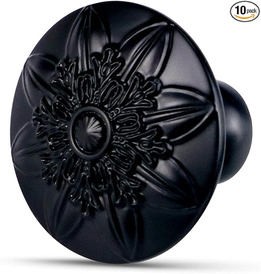 10 Pack Matte Black Cabinet Knobs Drawer Knobs,1.4" Black Knobs Handles for Kitchen Cabinets and Dresser Drawers Cabinet Door Knobs Dresser Knobs Black Matte