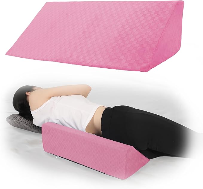 Bed Wedge Pillow for Side Sleepers, Body Position Wedges, Side Wedge Pillow for Sleeping Back Positioning Elevation Pillow for Bed Sores Elder and Pregnant Woman (Dark Pink)