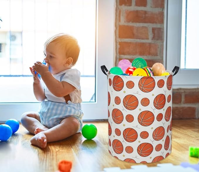 Basketball Kids Laundry Basket Baby Hamper Basketball Toy Storage Bin for Boys Room Decor Baby Nursery Hamper Gift Baskets for Bedroom Bathroom(Basketball)