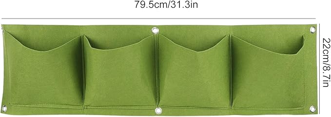 Atyhao Wall Plant Bag,4Pcs 4 Pocket Plant Grow Bag Wall Mounted Reusable Degradable Felt Garden Planter Herbs, Succulents Artificial Pl or Flowers. ()