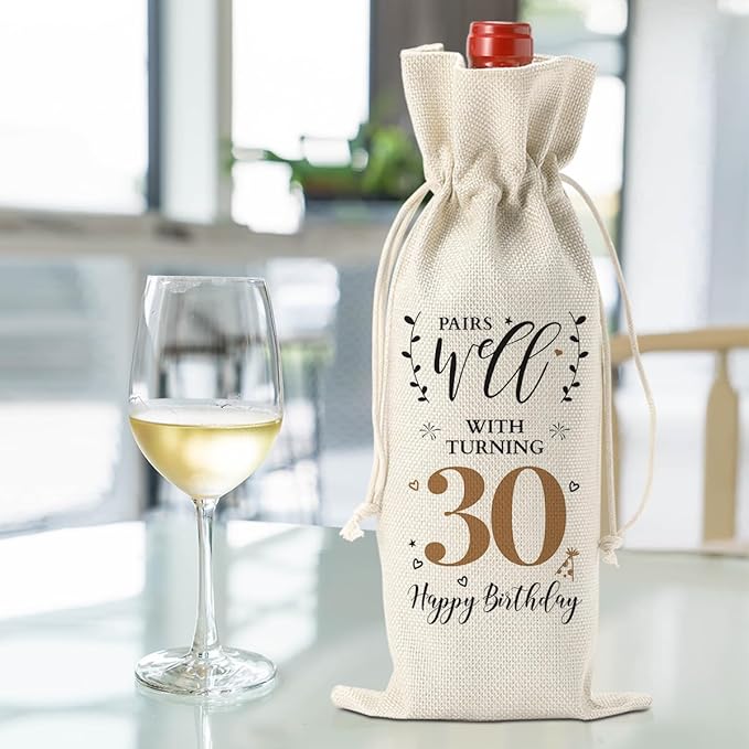 30th Birthday Gifts for Her Women Men, Best Gift for 30 Year Old Man Husband Wife Friends Him Her, Vintae Happy 1994 30th Birthday Anniversary Decorations Wine Bag?Wine Gifts Wine Gift Bag