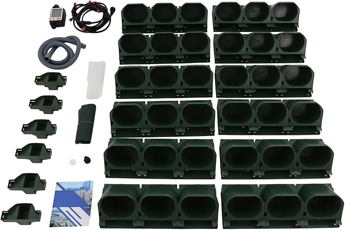 36 Pockets Hanging Planter Bags, Vertical Wall Mounted Plant Planting Grow Bags, Stackable Wall Planter with Timer, Self Watering Hanging Planters for Outdoor Indoor Garden-Green