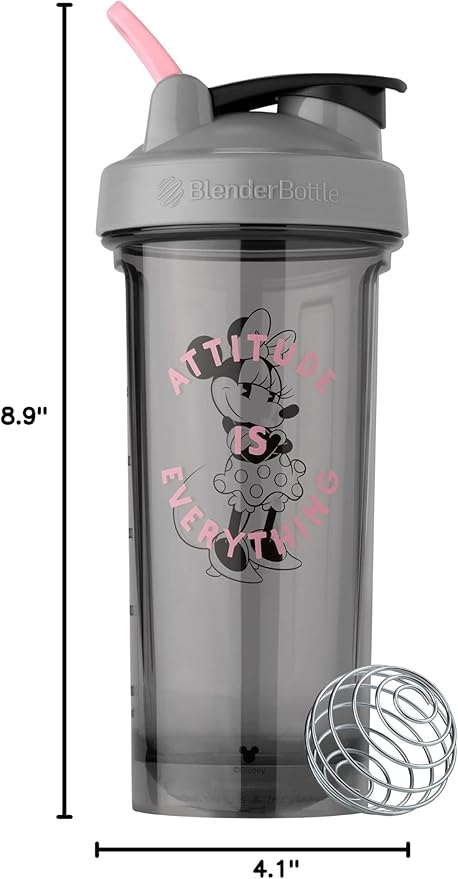 BlenderBottle Mickey & Friends Shaker Bottle Pro Series, Perfect for Protein Shakes and Pre Workout, 28-Ounce, Attitude is Everything
