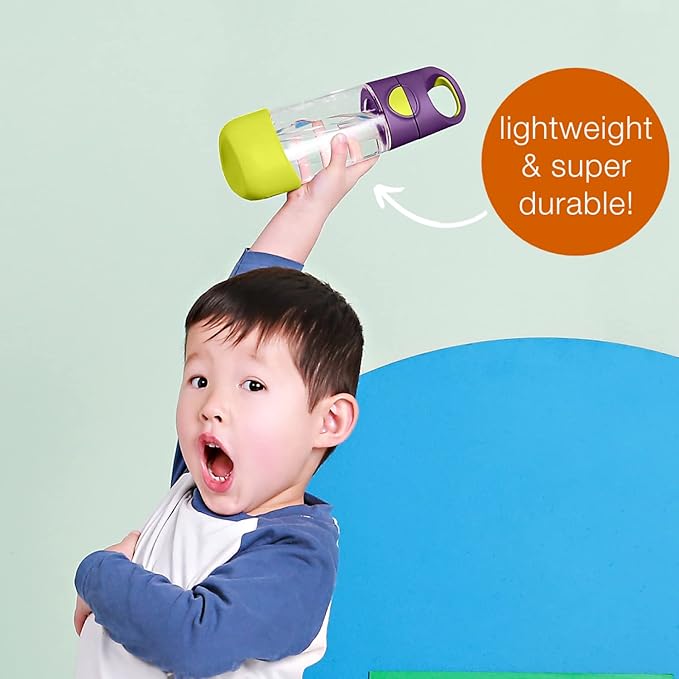 b.box 15oz Tritan Straw Bottle: Modern Water Bottle with Flip Straw for Toddlers & Kids. Spill Proof, Leak Proof, BPA Free. Great for School/Daycare or Next Step After Sippy Cups (Emerald Forest)