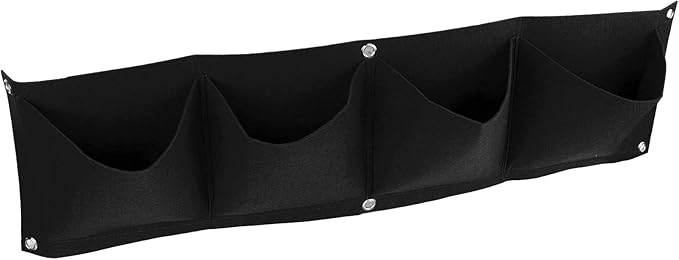 Atyhao Vertical Hanging Outdoor Wall Planter 4Pcs 4 Pocket Plant Grow Bag Wall Mounted Reusable Degradable Felt Garden Planter Herbs, Succulents Artificial Pl or Flowers. (Black)