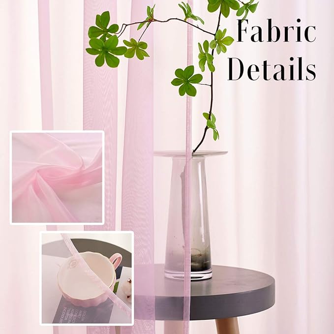 Baby Pink Sheer Curtains 72 Inch Translucent Solid Color Voile Window Treatment Rod Pocket Baby Pink Sheer Curtain for Bedroom Girls Living Room Pink Sheer Curtains Cheap 52x72