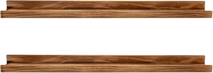 AZSKY 48 Inches Long Wood Photo Picture Ledge Shelf with Lip Floating Shelves for Nursery Books Set of 2 Rustic Wall Shelf for Kids Bedroom Office Bathroom Living Room Frames