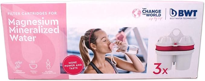 BWT 3-Pack Long Life Mg2+ Cartridge for Water Filters, 120-Liter Capacity