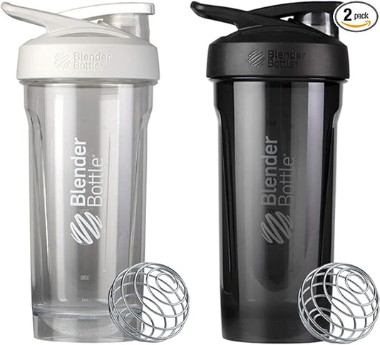 BlenderBottle 28-Ounce Strada Shaker Cups, White and Black