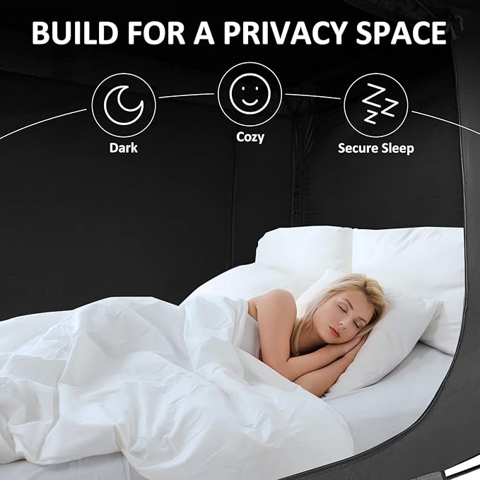 Bed Tent Bed Canopy Twin Size, Portable Sleeping Tents Dream Tents Indoor for Kids and Adult, Blackout 70% Breathable Privacy Space on Bed with Three Doors (Mattress Not Included)…