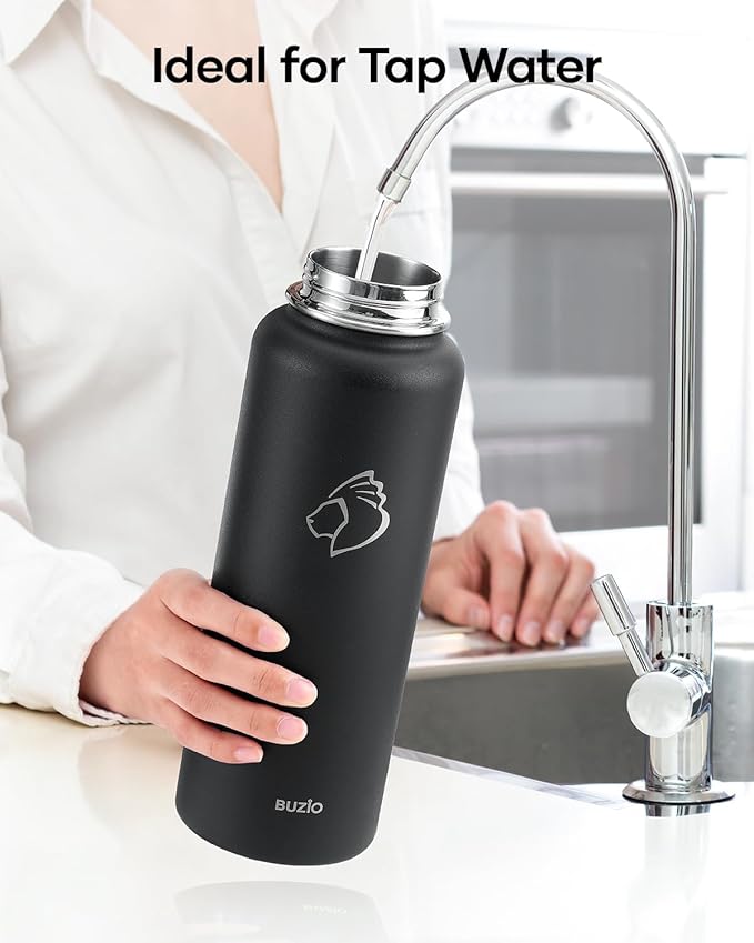BUZIO Single Water Bottle Filter Replacement, Carbon Filter for Water Bottles & Tap Water, Duration 3 Months, 48 Gallons, Reusable for Clean Drinking Water On The Go