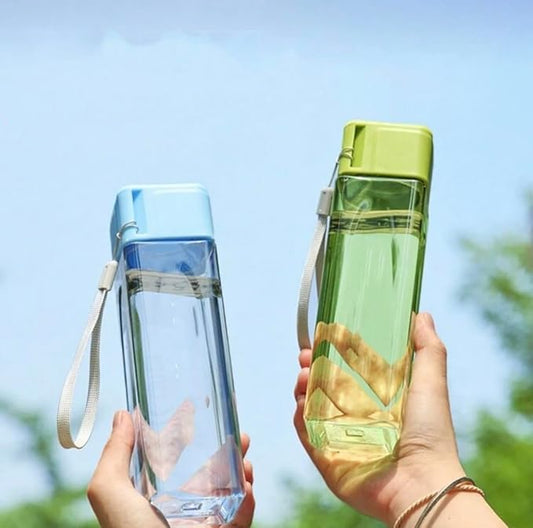 500ml LASSY Clear Trendy Aesthetic Water Bottle with Wristlet, Stainless Steel, for Sports, Travel, Gym (Green)