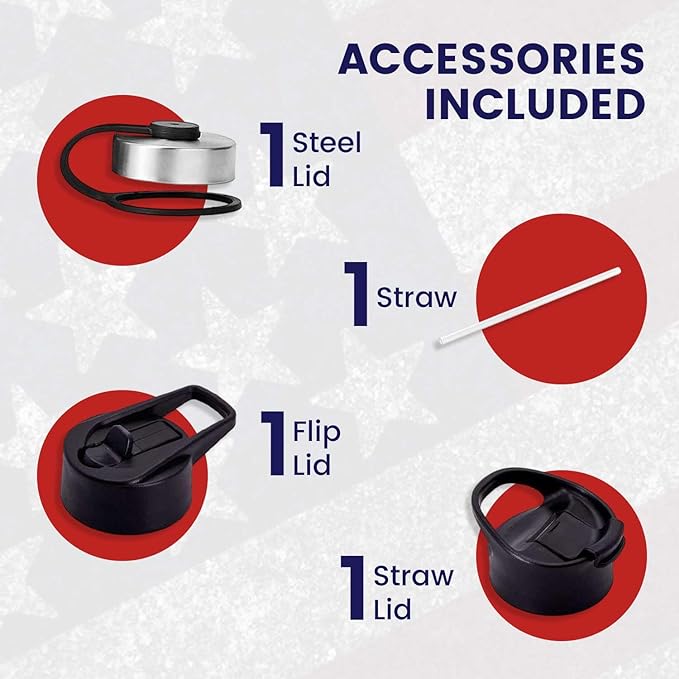 American Flag Water Bottle, 21 oz Insulated Water Bottle, Reusable Water Bottle with Straw, Leak Proof Water Bottles, Thermos Water Bottle - Retired Navy Combat Vet Small Business (Dark Blue, 21 Oz)