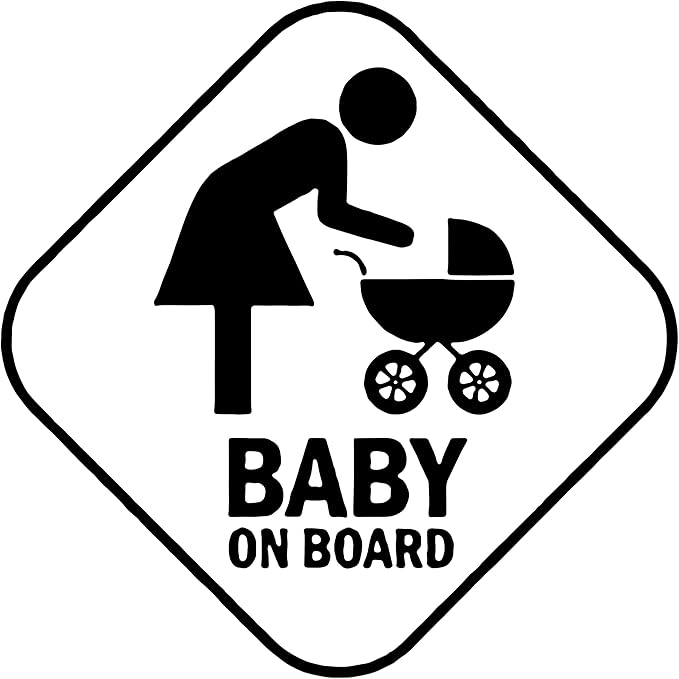 Baby on Board Sticker for Cars - Sticks Anywhere Including Windows - Cute Removable Baby in Car Sign Vinyl Sticker Decal for Car Window Bumper Decal (5 inch) (Black)