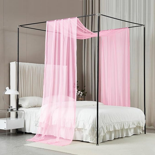 Akiky Bed Canopy for Girls Pink Sheer Canopy Bed Curtains Sheer Scarf Valance 1 Canopy Panel King Size Bed Scarf Drapes décor