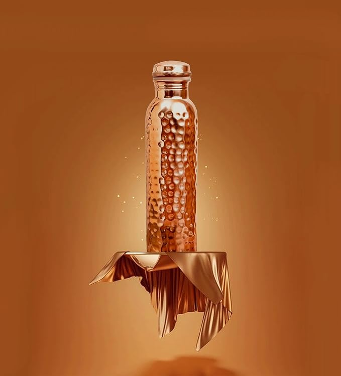Ayurvedic Drinking Copper Water Bottle for Sports, Travel, Yoga & Everyday Use, Water Bottle for Gym, Office, Hiking, Outdoor Capacity 32 Oz (Design 2, 32 Oz)