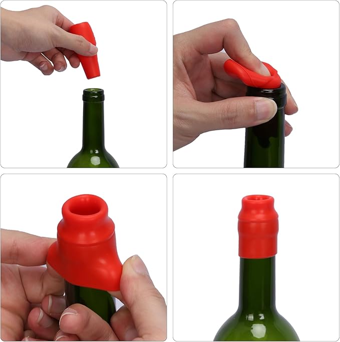 4pcs Silicone Wine Stopper,Reusable Wine Stoppers for Wine Bottles Bottle Stoppers for Champagne Beer Wine Storage