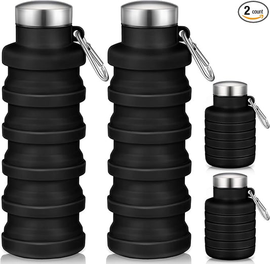 17oz Collapsible Water Bottles for Travel 500ml Reusable Foldable Silicone Water Bottle with Portable Buckle Silicone for Camping Hiking Sport