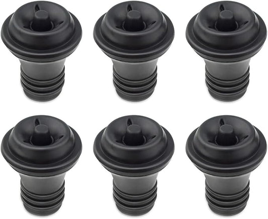 6 Pieces Vacuum Wine Stoppers Wine Saver Vacuum Pump Stopper Vacuum Wine Bottle Stopper Keep Wine Fresh Reusable Wine Preserver Bottles Sealer for Preserve Wine Flavor Wine Accessories Gift (Black)