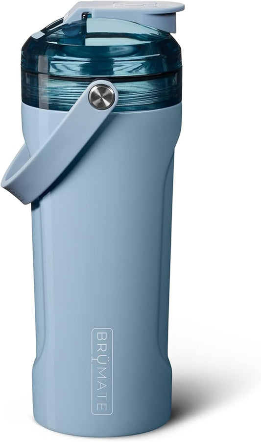 BrüMate MultiShaker Blender Shaker Bottle | 100% Leakproof Insulated Stainless Steel Shaker Bottle | Protein Shaker Bottle, and Pre Workout Bottle for the Gym | 26oz (Denim)