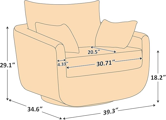 360° Swivel Accent Armchair Set of 2, 39.3" Oversized, Sherpa Boucle Fabric Sofa Chair with Removable Back & Arm Pillows, Swivel Chairs with Cozy Soft Padded, No Assembly Required, White