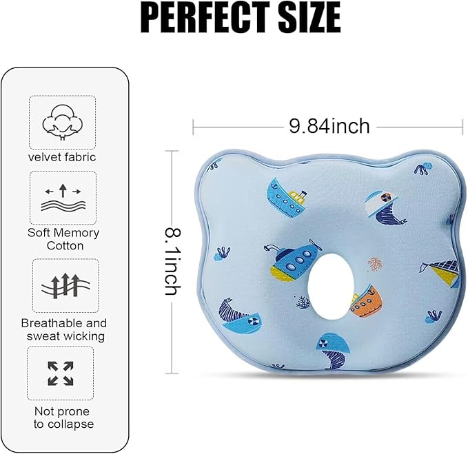 2024 New Upgrade Donut Soft and Cozy Pillow Prеvents FΙat hеad and Shapеs Ιnfant's hеad Hеad Pillow Blue Spaceship