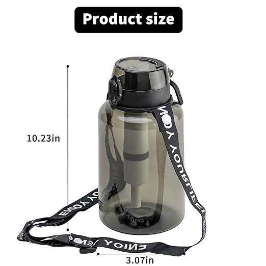 40 OZ Water Filter Bottle with 3-Stage Filtration - Ideal for Survival, Camping, Hiking, Backpacking, and Emergency - Portable&Reusable Filtered Water Bottle with Strap - Black