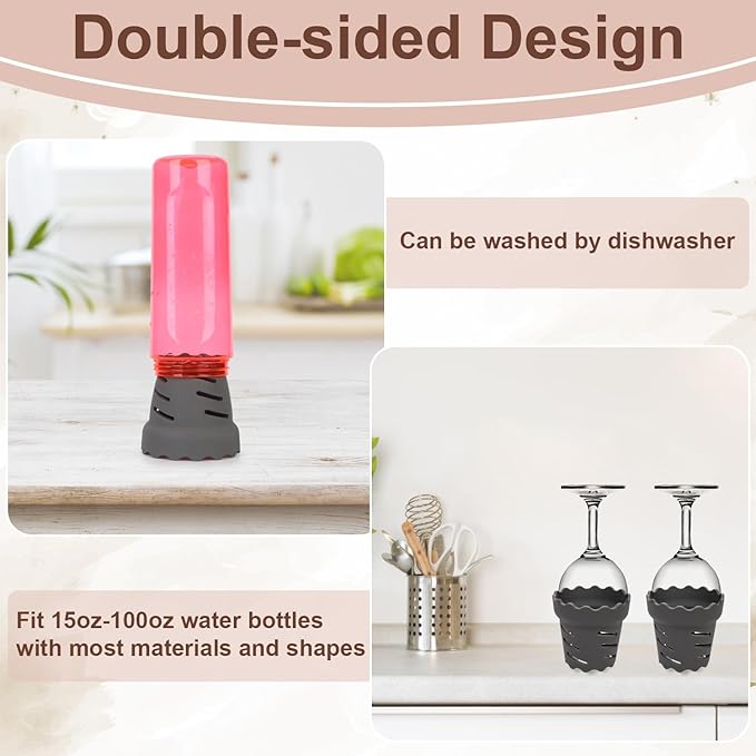 2pcs Drying Rack for Water Bottles, BPA Free Silicone Drying Rack for 15oz-100oz Bottles and Tumblers, Stackable Bottle Drying Holder Rack for HydroFlask, Yeti, Simple Modern, Camelbak(Grey)