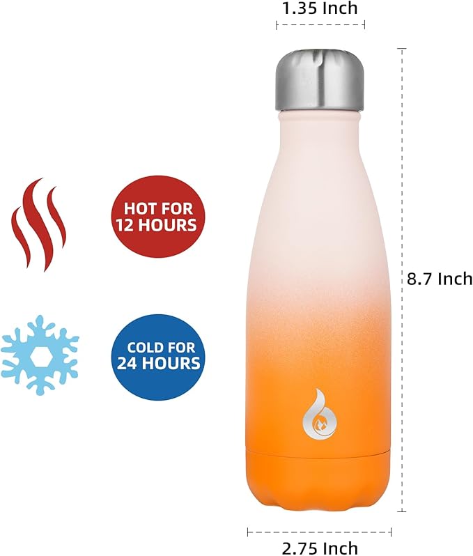 BJPKPK 12oz Water Bottle Stainless Steel Water Bottles Insulated Metal Water Bottle For Travel,Coral