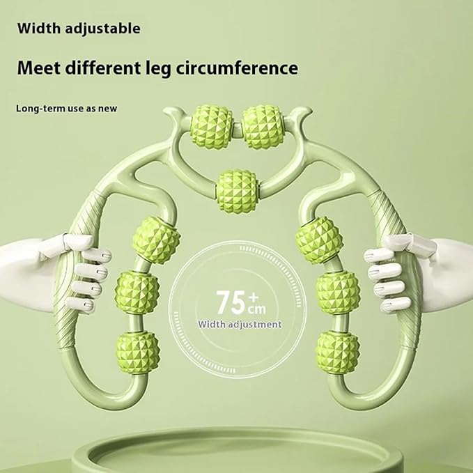 10 Roller Circular Leg Massager with Bonus Massage Stick – Manual Back & Leg Rollers, Relajador de Piernas Set, Circular Leg Clamp Roller for Neck, Arms & Legs (Blue)