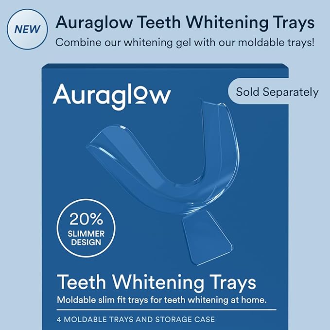 Auraglow 35% Teeth Whitening Gel Syringe Refill Pack, 35% Carbamide Peroxide, 30 Whitening Treatments, (3) 5mL Whitening Gel Syringes, Sensitive Teeth Whitening