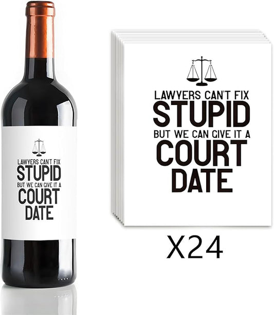 24 Pcs Lawyer Gifts Wine Labels Lawyer Graduation Wine Labels for Bottles Lawyer Appreciation Gifts Wine Bottle Stickers Gifts for Judge Paralegal Prosecutor