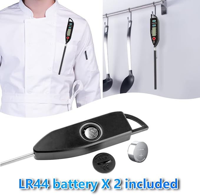 BOMATA Waterproof IPX7 Thermometer for Water, Liquid, Candle and Cooking. Instant Read Food Thermometer with Long Probe for Cooking, Meat, BBQ! T101 (Black Color)…