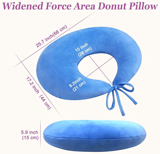 AOSSA BBL Pillow after Surgery Butt Brazilian Butt Lift Pillow BBL Sleeping Booty Pillow Booty for Sitting Sleeping Driving Lumbar Back Cushion Seat Foam (Blue)