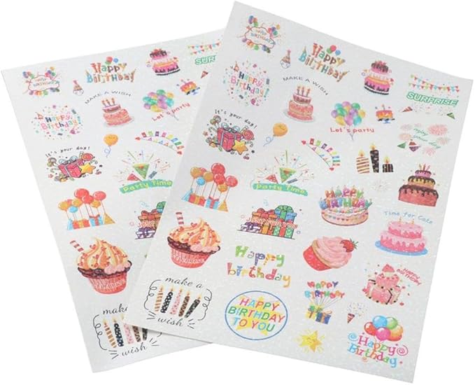 50/60 Pcs Cute Cake Candy Stickers, Cake Food Stickers, Birthday Dessert Stickers, Birthday Cake Stickers, Teacher Reward Stickers, Household Refrigerator Decoration(A 50 pcs)