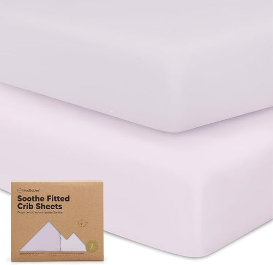 2-Pack Organic Crib Sheets for Boys, Girls - Jersey Fitted Crib Sheet, Baby Crib Sheets Neutral, Crib Mattress Sheet, Cotton Crib Sheets, Breathable Crib Sheet, Baby Mattress Sheets (Thistle)