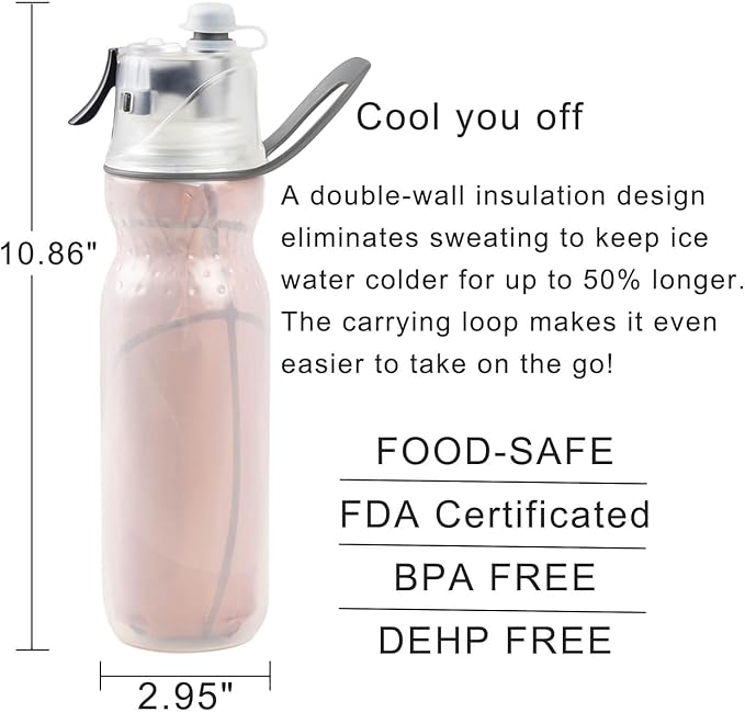 Basketball Accessories Water Bottles Gifts for Boys Girls Misting Sports Water Bottle for Kids School 20 oz Insulated Mist and Sip Waterbottle